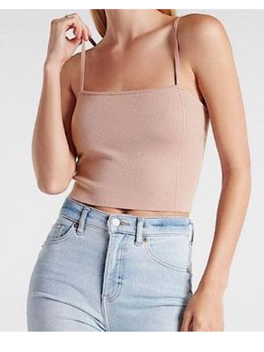 Express Square-Neck Sweater Cami in Blushing Mauve